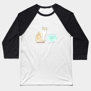 Cat with fishbowl Baseball T-Shirt